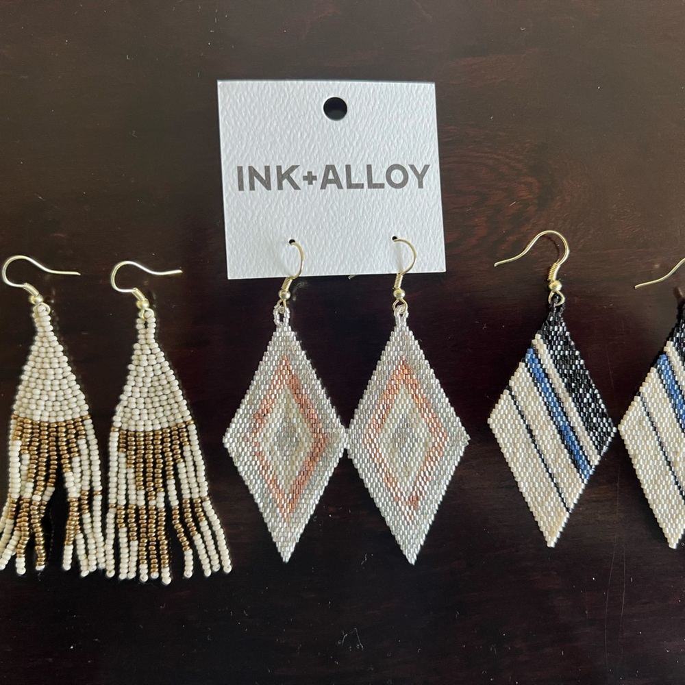 INK + ALLOY Beaded Earrings Bundle - Black, Gold, Cream